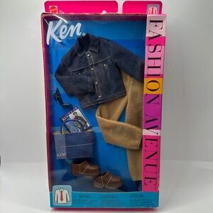 New In Box Ken Doll Fashion Avenue Mattel Vintage 2002 Barbie Clothes Set Denim